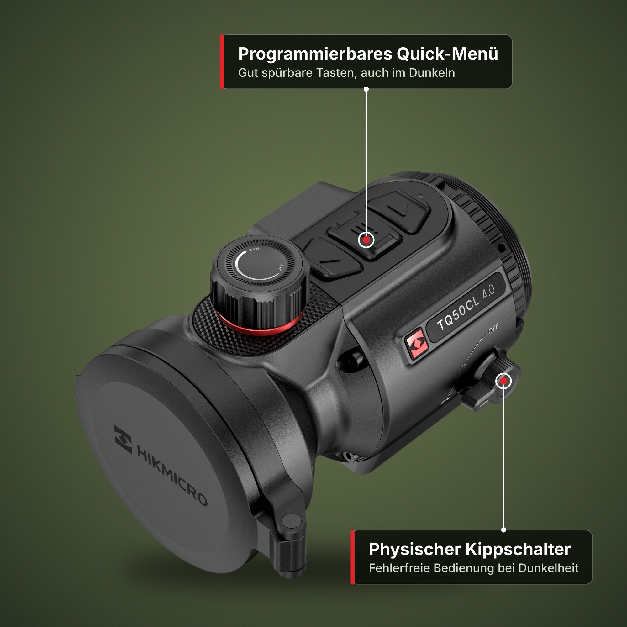 Programmierbares Quick-Menü · Physischer Kippschalter