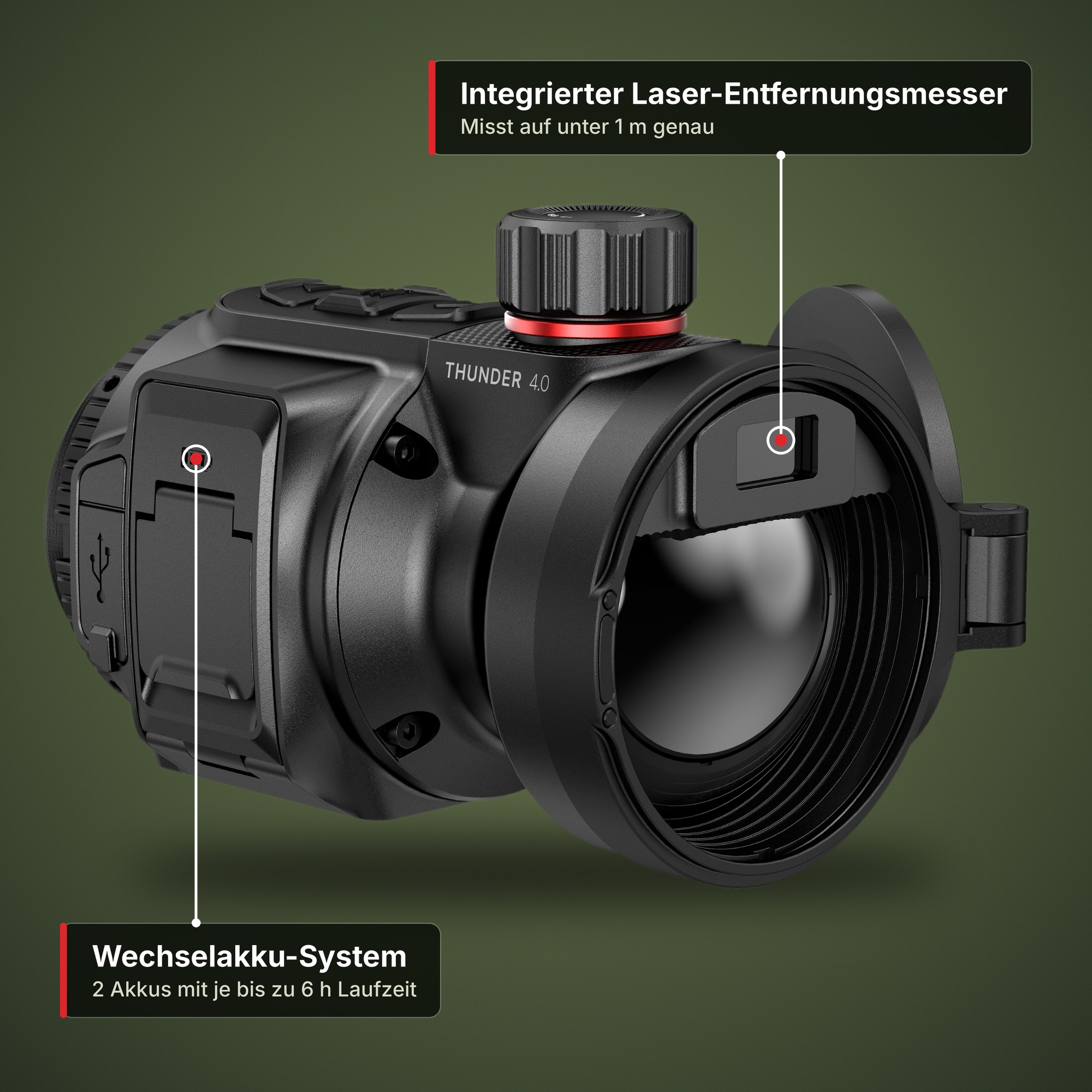Integrierter Laser-Entfernungsmesser · Wechselakku-System